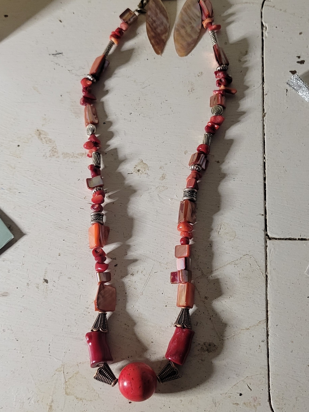 Handmade Red Beaded Statement Necklace - Women Jewelry